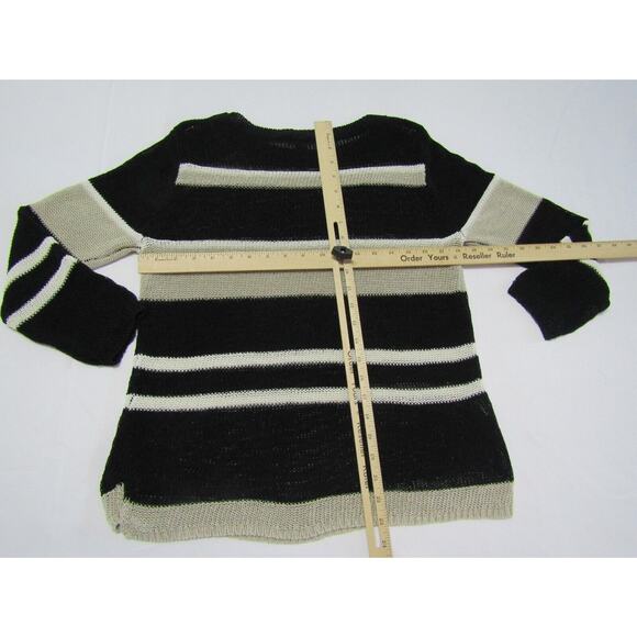 Anne Taylor Black Cable Knit Sweater size L Coastal Nautical Boho Y2K 90s VTG - Picture 5 of 8